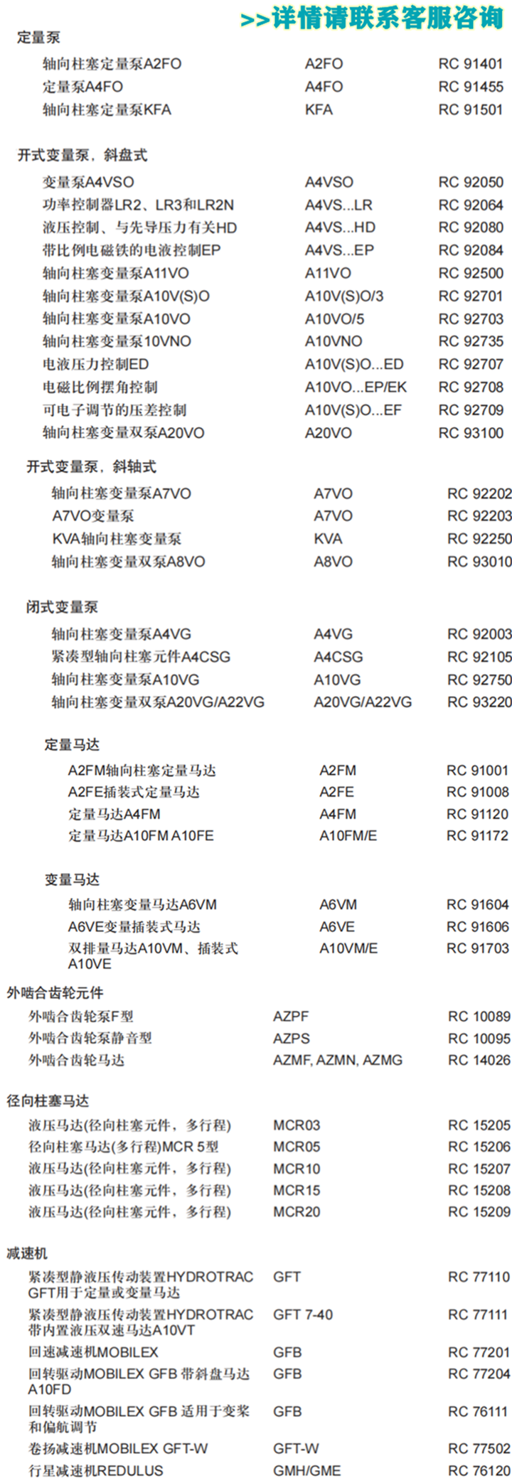 力士樂(lè)柱塞泵型號(hào)大全